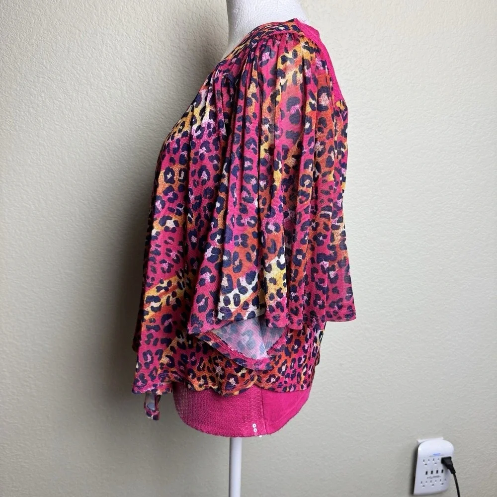 Justice Pink Sequin Tank / Animal Kimono‎ Open Front Short Sleeves Girls Size 20